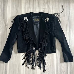 Vintage Scully Black Suede Fringe Jacket